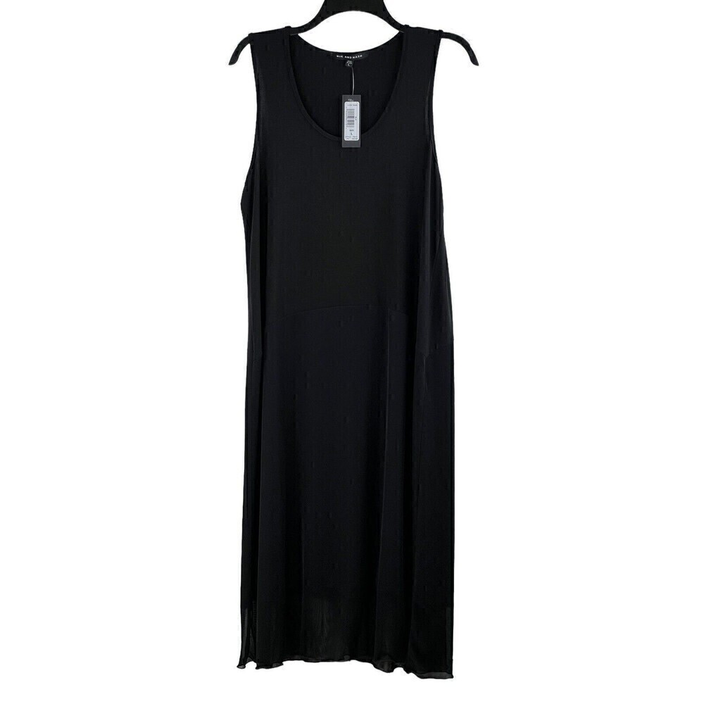 NEW Nik and Nash Dress Classic Black Sleeveless Lettuce Hem Women's LARGE